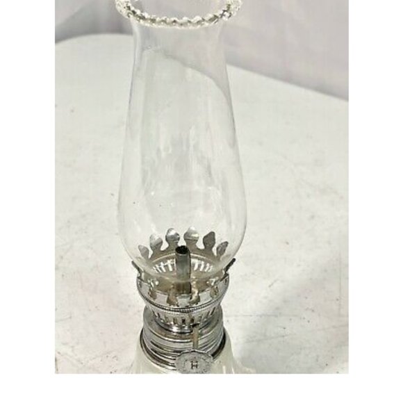 Vintage Diamond Cut 9" Clear Glass Lamp Light Farms Oil Lamps Set - Picture 7 of 7